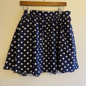 Navy and white polka dot circle skirt